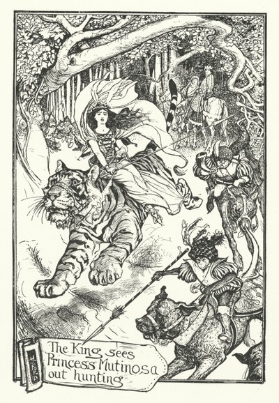 Kongen ser prinsesse Mutinosa på jakt (gravering) av Henry Justice Ford