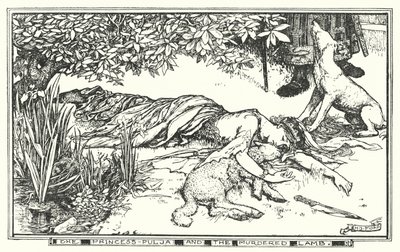 Prinsessen Pulja og det myrdede lammet (litho) av Henry Justice Ford