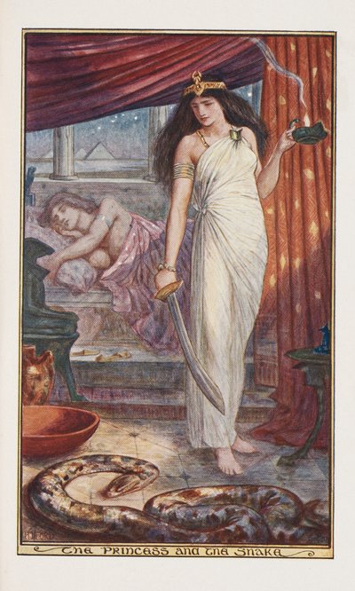 The Princess and the Snake, illustrasjon fra The Brown Fairy Book av Andrew Laing, 1904 av Henry Justice Ford