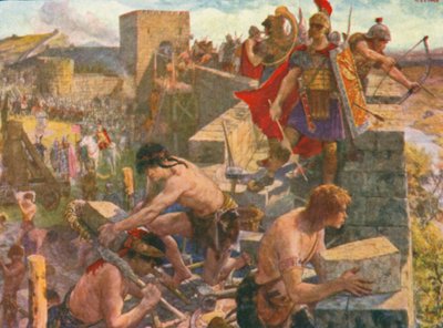 Den romerske muren (fargelitografi) av Henry Justice Ford