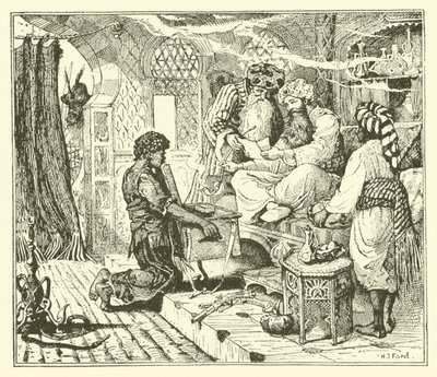 Historien om kalifstorken (gravering) av Henry Justice Ford