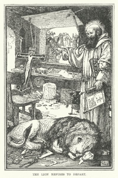 Løven nekter å dra (litho) av Henry Justice Ford