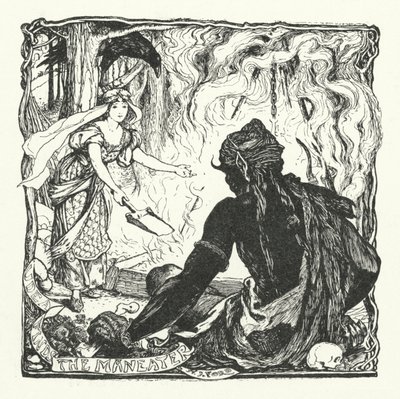 Udea finner maneateren (gravering) av Henry Justice Ford