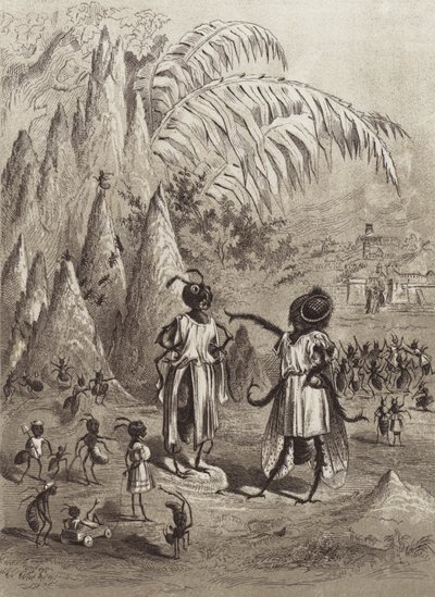 The Fables of Aesop: The Ant and the Fly (litho) av Henry Louis Stephens