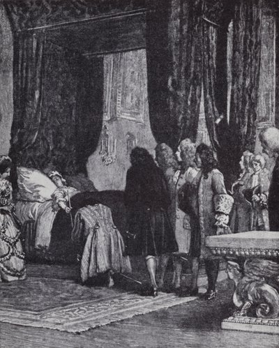 Dronning Anne på dødsleiet utnevner hertugen av Shrewsbury til Lord Treasurer av Henry Marriott (after) Paget
