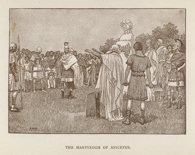 Martyrdøden til Anicetus (litho) av Henry Marriott (after) Paget