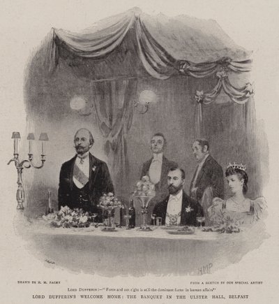 Lord Dufferin Velkommen hjem, banketten i Ulster Hall, Belfast av Henry Marriott Paget
