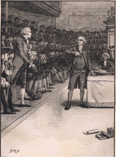 Scene i Houses of Commons: brudd mellom Burke og Fox AD 1791 av Henry Marriott Paget