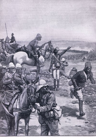Slaget ved Omdurman: MacDonalds Brigade som frastøter Dervish-angrepet, illustrasjon fra Cassells History of England, 1900-tallet av Henry Marriott Paget