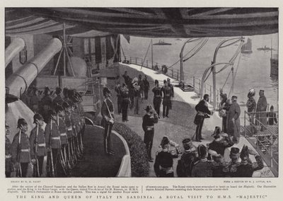 Kongen og dronningen av Italia på Sardinia, et kongelig besøk til HMS Majestic av Henry Marriott Paget