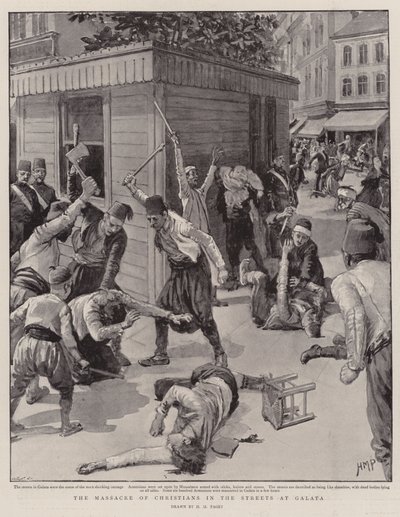 Massakren av kristne i gatene ved Galata av Henry Marriott Paget
