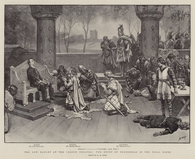 The New Hamlet på Lyceum Theatre, inngangen til Fortinbras i sluttscenen av Henry Marriott Paget