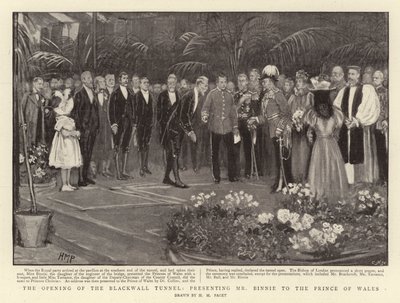 Åpningen av Blackwall Tunnel, presenterer Mr Binnie for Prince of Wales av Henry Marriott Paget
