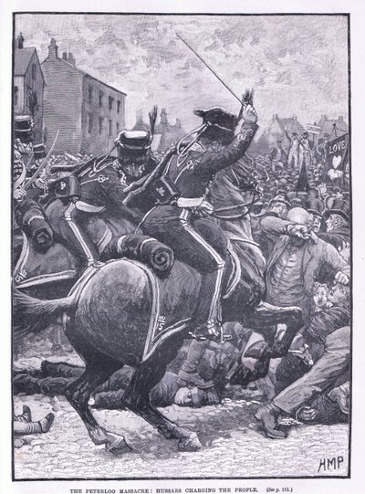 Peterloo-massakren: Husarer anklager folket 1819 e.Kr av Henry Marriott Paget