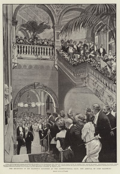 Mottakelsen av Hans Majestets ministre ved Constitutional Club, ankomsten til Lord Salisbury av Henry Marriott Paget