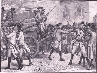 Tropper som eskorterer det stemplede papiret til rådhuset, New York AD 1765 av Henry Marriott Paget