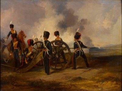 Et Royal Horse Artillery-pistolmannskap laster, 1844 ca av Henry Martens