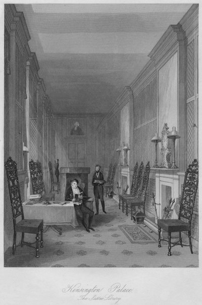 Kensington Palace. Sussex-biblioteket, c1841 av Henry Melville