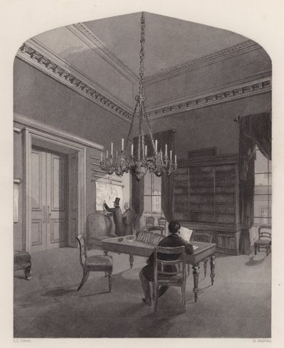 Kartrom til United Service Club, Westminster, London (gravering) av Henry Melville