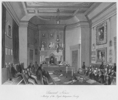Somerset House. Møte i Royal Antiquarian Society, c1841 av Henry Melville