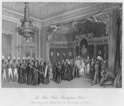 Throne Room, Buckingham Palace. Presentasjon av en adresse fra University of Oxford, c184 av Henry Melville
