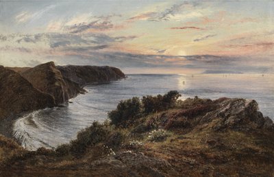 Over Shipload Bay til Lundy Island, North Devon, 1859 av Henry Moore