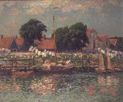 På bredden av en elv i Holland av Henry Moret