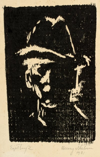 Mannsportrett med hatt av Henry Nielsen