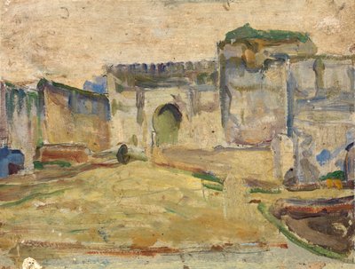 Gatescene, Tangier Crenelated Architecture, ca. 1910. av Henry Ossawa Tanner