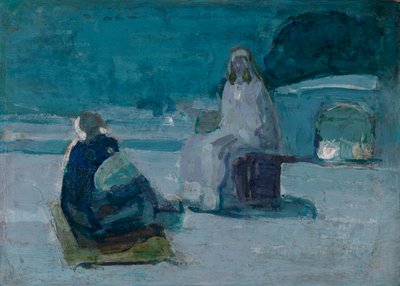 Studie for Kristus og Nikodemus på et tak, ca. 1923. av Henry Ossawa Tanner