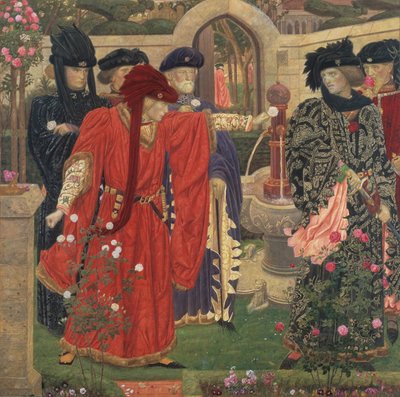 Velger de røde og hvite rosene i tempelhagen, 1910. av Henry Payne