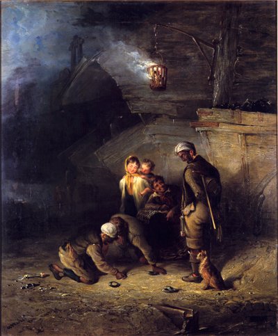 Pitmen spiller på Quoits av Henry Perlee Parker