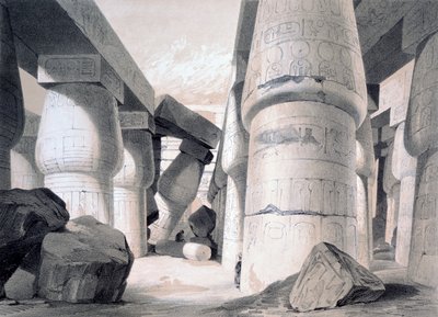 Interiør av Great Hall of Karnac, Egypt, 1845 av Henry Pilleau