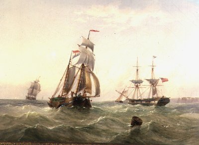 Fartøy utenfor en kystlinje av Henry Redmore