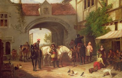 Scene utenfor et vertshus i Holland av Henry Richard Graves
