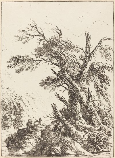 Landskap med gamle trær ved vann av Henry Richard Greville, 3rd earl of Warwick