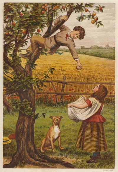 Plukke epler (farge litho) av Henry Robert Robertson