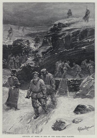 Domfelte på jobb i en av Kara-gullplasseringene (litho) av Henry Sandham