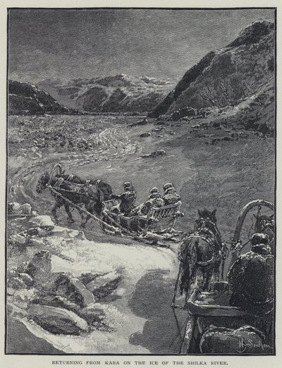 Retur fra Kara på isen til Shilka-elven (litho) av Henry Sandham