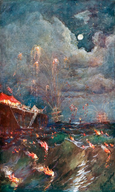 The Illumination of the Surf at Madras av Henry Sandham