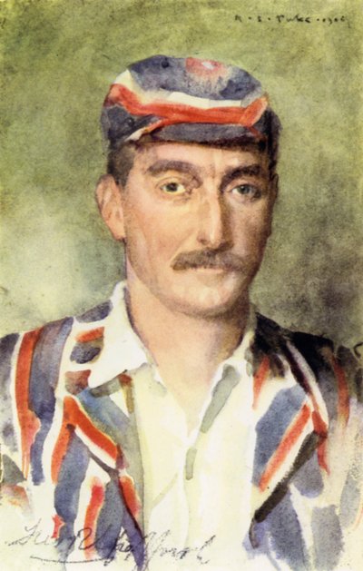 Frederick Robert "Fred" Spofforth, The Demon Bowler (farge litho) av Henry Scott Tuke