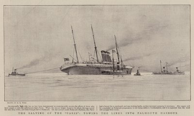 The Salving of the Paris, tauing av Liner inn i Falmouth Harbor av Henry Scott Tuke