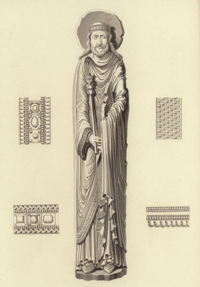 Clovis I, rundt 1100, fra kirken Notre Dame De Corbeil av Henry Shaw