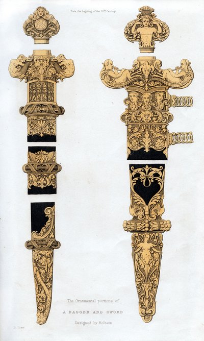 Dolk og sverd, tidlig på 1500-tallet, 1843. av Henry Shaw