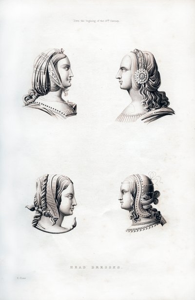 Hodeplagg, tidlig på 1500-tallet, 1843. av Henry Shaw