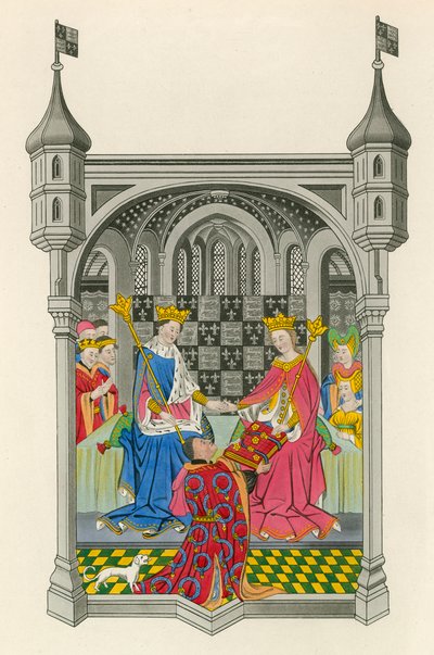 John Talbot, jarl av Shrewsbury, presenterer sin bok til dronning Margaret, illustrasjon fra 