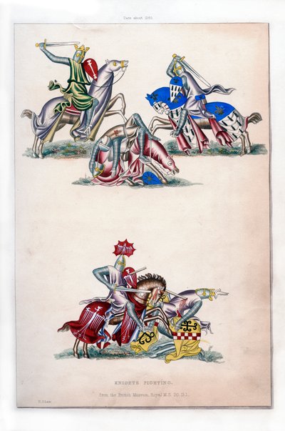 Knights fighting, c1260, 1843. av Henry Shaw
