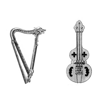 Musikkinstrumenter, 1100-tallet, 1843. av Henry Shaw