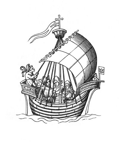 Seilskip, 1445, 1843. av Henry Shaw