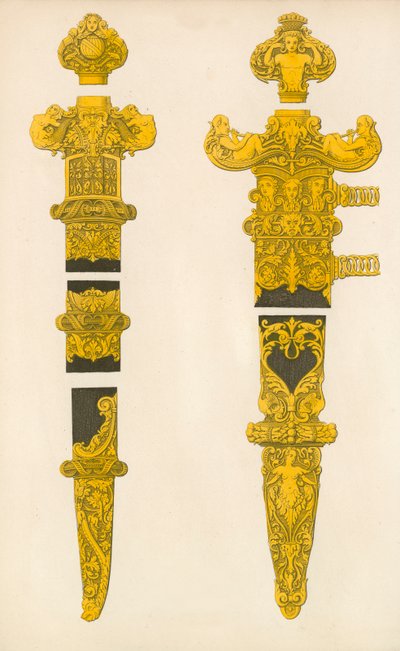 The Ornamental Portions of a Dagger and Sword, designet av Holbein, tidlig på 1500-tallet av Henry Shaw